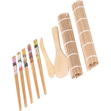 Kit de Fabrication de Sushi pour Débutants - Tapis en Bambou, Bagettes et Rouleur de Sushi - Idée Cadeau (1/5)