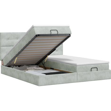 Maison Exclusive - Letto ottomano con materasso 2 pz Grigio Chiaro Velluto (1/5)