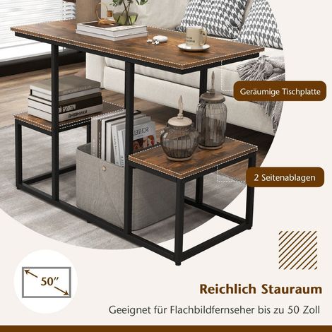 Console tv pour televiseurs 50 pouces console multimedia industrielle avec etageres ouvertes 108 x 40 x 65 cm marron rustique 88 (1/5)