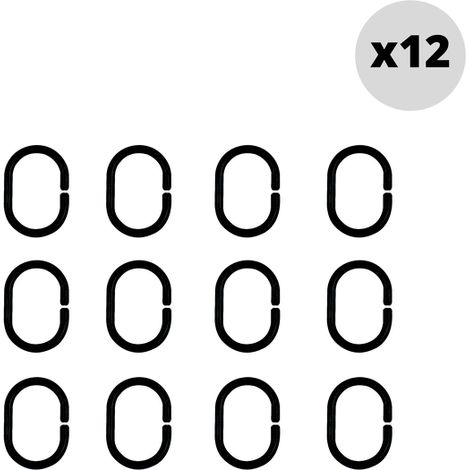 Juego de 12 anillas para cortina de ducha C-MINOR negro Spirella (1/4)