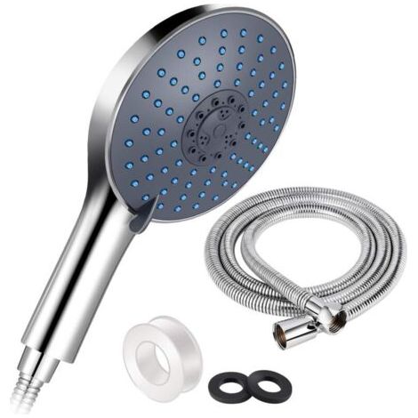 Cabezal de ducha grande de alta presión (15 cm de diámetro) con una manguera de ducha duradera de 1,5 m y 7 modos de ahorro de agua. (1/5)