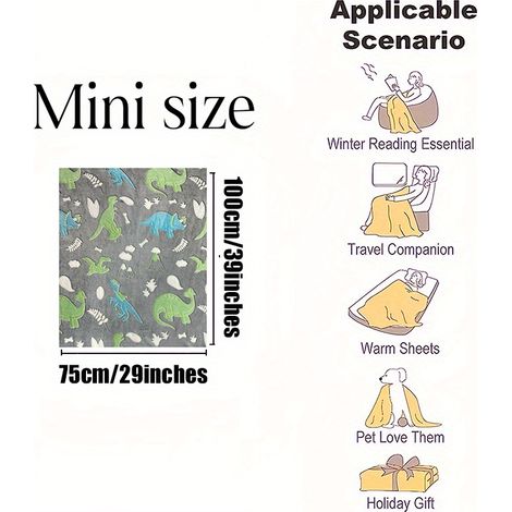 1 couverture lumineuse, couverture dinosaure phosphorescente, couverture polaire douce et moelleuse en flanelle pour (1/5)