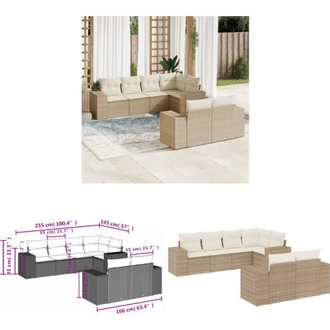 7-tlg. Garten-Sofagarnitur mit Kissen Beige Poly Rattan - Gartensofas - Outdoor Möbel - Gartenlounge - PE-Rattan - Rattan Gartenmöbel - Home & Living (1/3)