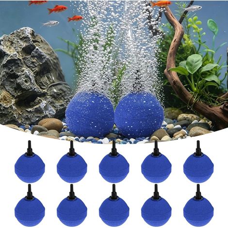 Lot de 10 Aquarium Pierre a Air, 5cm Boules de Pierre à Air pour Aquarium, Bulle de Pierre d'air pour Aquariums, Ardin Extérieur, Hydroponie, Étangs(Bleu) (1/5)