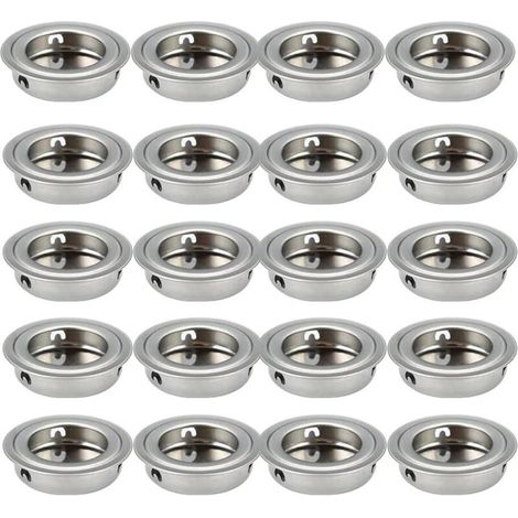 20pcs Poignées Rondes Encastrables pour Porte Coulissante, en Acier Inoxydable, Diamètre 35mm (1/4)