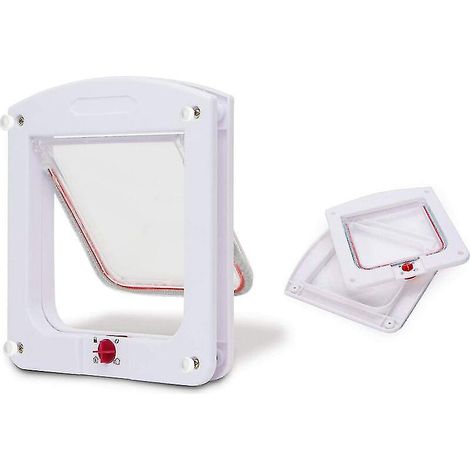 Adaptateur de chatière pour chat et chien, chatière étanche avec verrouillage rotatif à 4 voies pour chats et petits chiens, blanc (1/5)