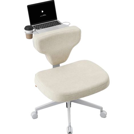 Chaise Croisée, Design Ergonomique, Dossier Réglable, Abricot (1/2)