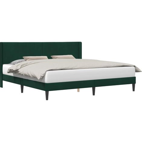 Cadre de lit avec tête de lit Vert foncé 200 x 200 cm Velours vidaXL (1/5)