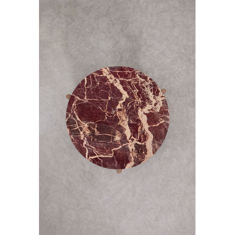 SKLUM Nachttisch Ø50 cm aus Naturstein und Mangoholz Lavinia              Mango-Holz        Roter Marmor Cherry Gold             