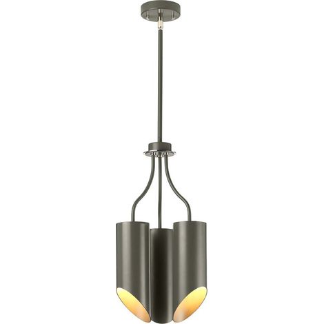Lampadario plafoniera lampada a sospensione acciaio nichel D 26,8 cm grigio scuro 3 fiamme
