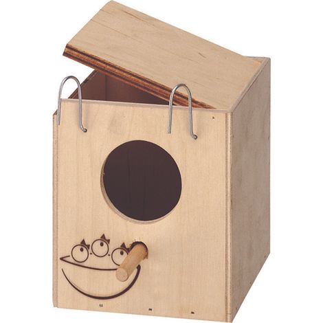Nido in legno per gabbia uccelli - cm.11,5x12,5x12h. - foro entrata ø cm.4