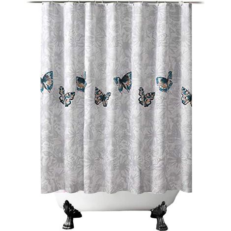 Rideau De Douche - En Polyester - Imperméable - Séchage Rapide - Ourlet Contreventé - Avec 12 Crochets (1/5)