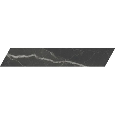 Aelle - Carrelage sol / mur chevron effet marbre noir 7,4X45 cmm - SCULTOREA Dark diamond chevron J475 - Vendu par boîte de 0,87 m² (1/5)