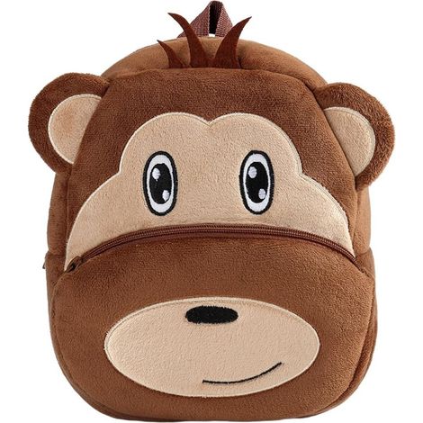 Adorable mini sac à dos en peluche en forme de singe pour tout-petit, sac doux en forme d'animal pour enfants, sûr et confortable avec bretelles réglables, petit compartiment pour les collations/jouet (1/5)