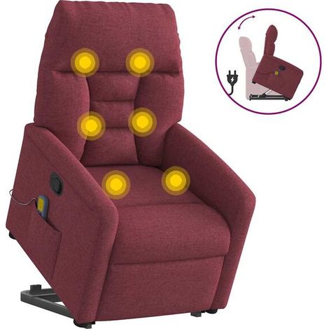 Fauteuil de massage inclinable en tissu rouge bordeaux (1/5)