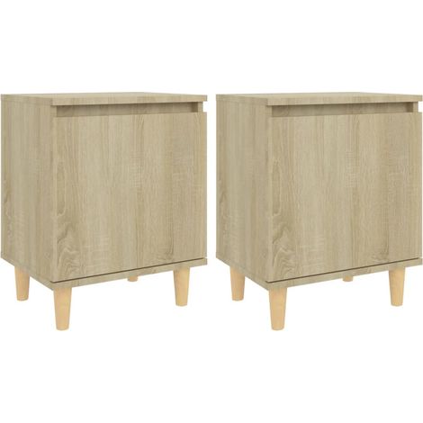 Tables de chevet pieds en bois 2 pcs Chêne sonoma 40x30x50 (1/5)