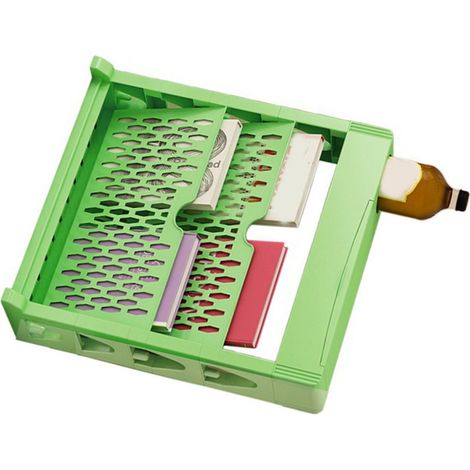 Étagère à livres multifonction simple, grande capacité, rangement mural gain de place, bibliothèque double niveau verte, meuble de stockage à plusieurs couches pour livres. (1/5)