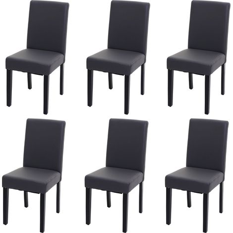 Lot de 6 chaises de salle à manger design moderne en PVC gris mat pieds en bois foncés 040007659 (1/5)