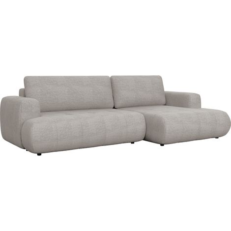 MIREL - Canapé d'angle convertible en tissu taupe - Angle droit (1/5)