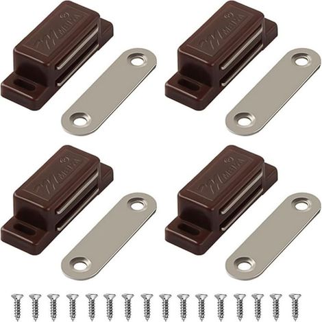 Lot de fermetures magnétiques pour portes de placards, tiroirs et volets roulants. Installation facile. Aimant inclus (marron). (1/5)