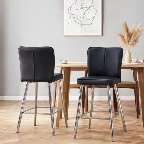 Tabouret de bar en simili cuir PU noir 101 cm lot de 2 (1/5)