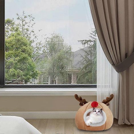 Maisonnette fermée pour animaux de compagnie, tente-grotte pour petits animaux, coussin amovible - L (1/4)