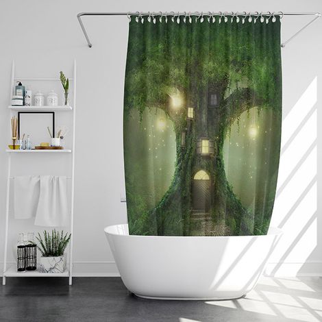 Filiyano-Rideau de douche 180x180cm Cabane Magique Arbre de la Forêt Fantastique (1/4)