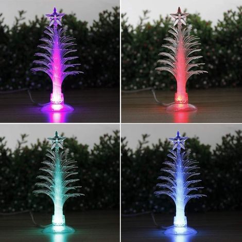 Sollbry 10pcs Colorful USB Power Table De Table USB Arbre De Suck Night Fibre Émettant Mini LED Arbre De Noël Lumière Noël Décoration De Vacances (1/5)