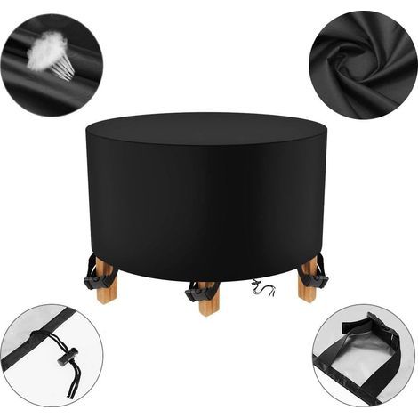 Schutzhülle für runden Gartentisch 128x70cm – Wasserdichtes Oxford-Gewebe – Kordelzug und Befestigungsschlaufen (1/5)