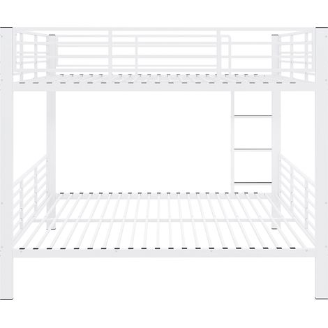 Litera metálica 140x200 cm blanca con escalera y barrera de seguridad (1/5)
