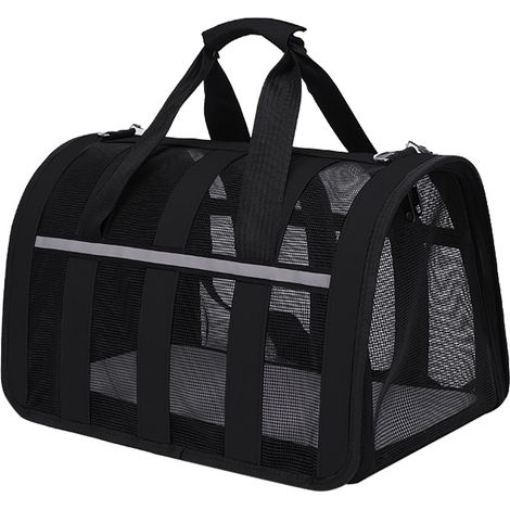 Sac de transport pliable en tissu Oxford imperméable et respirant pour chats et chiens, noir, taille M (1/5)