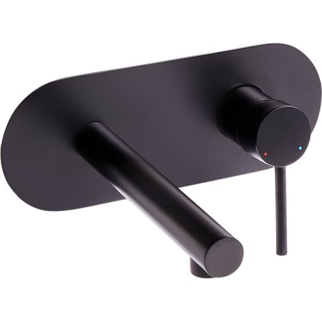 Grifo empotrado monomando de lavabo de latón negro Clavijo