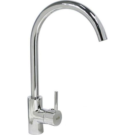 Rubinetto per lavello a canna alta orientabile miscelatore da cucina monoforo girevole moderno cromato lucido monocomando per lavandino (1/2)