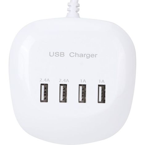 1 Chargeur USB, 4 ports, sortie 2,4 A, entrée 100-240 V, prise européenne, pour smartphone, tablette, bureau (1/5)