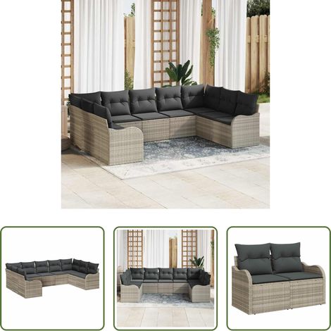 vidaXL Poly-Rattan -  Gartensofa-set Hellgrau Poly-Rattan (1/5)