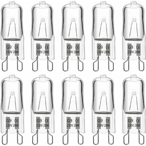Ampoule Halogene G9 28W 230V, 370LM 2700K Blanc Chaud Dimmable, G9 Ampoules Capsule, pour Lustres, Lampes de Paysage, Appliques Murales, Éclairage d'armoire, Lot de 10 (1/5)