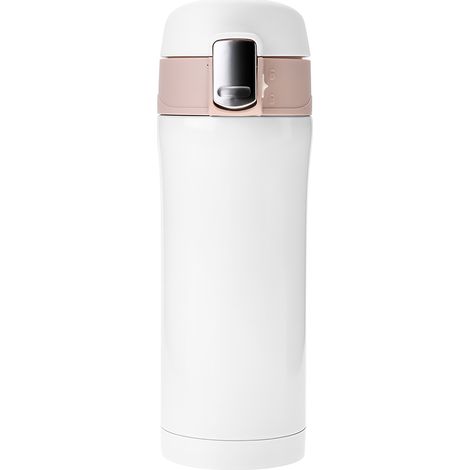 Bouteille isotherme en acier inoxydable 350 ml, thermos, pour voyage, café ou thé (blanche) (1/5)