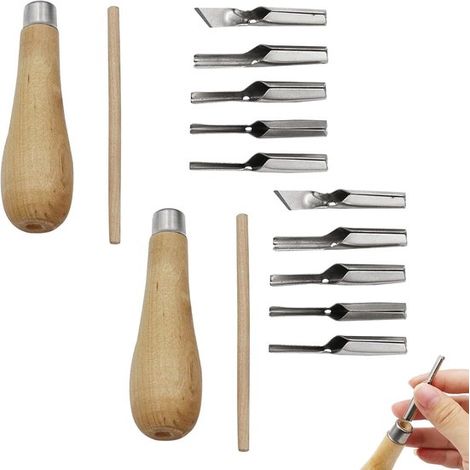 2 Sets Linoleumschneidewerkzeuge, Holzschnitzwerkzeuge, Grafikgravurwerkzeuge, Tonmodellierwerkzeuge (1/5)