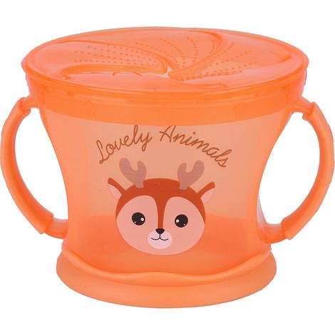 Gobelet bébé à double poignée, boîte alimentaire portable pour biscuits et bonbons, récipient d’assistance orange. (1/5)