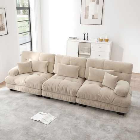 Sofá modular de salón con asiento profundo y chenilla OKMYHOME (1/5)