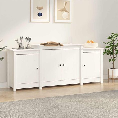 Sideboard White 164x37x68 cm Solid Wood Pine vidaXL (1/5)