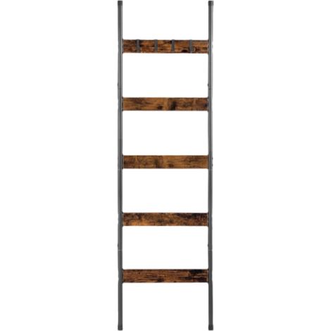 1 Échelle à serviettes 5 niveaux, bois massif, rangement couvertures écharpes, salon chambre salle de bain (1/5)