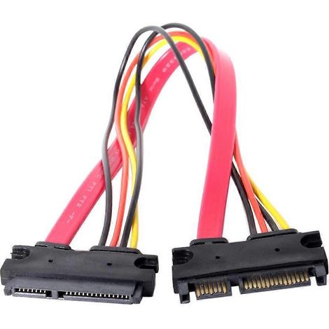 Câble adaptateur d'extension SATA mâle vers femelle 7+15 broches pour disque dur SSD - 0,3 m (1/4)