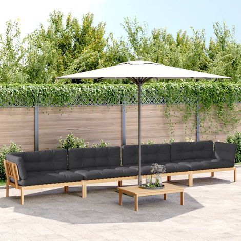 5-tlg. Garten-Sofagarnitur aus Paletten mit Kissen Akazienholz (1/5)