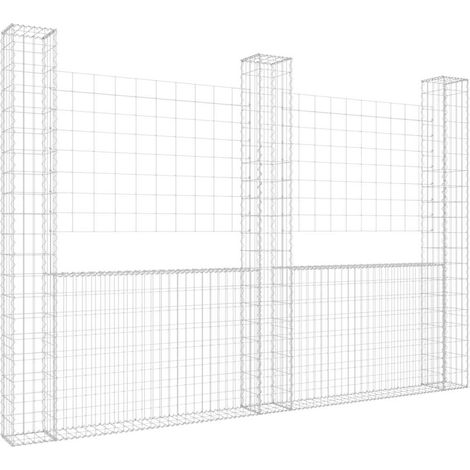 Maison Exclusive - Gabionenkorb U-Form mit 3 Säulen Eisen 260x20x (1/5)