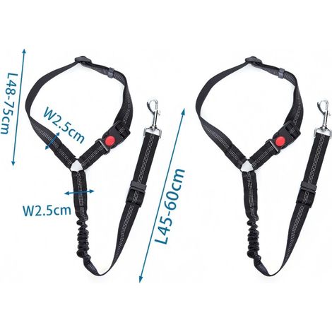 Ceinture de sécurité pour animaux de compagnie avec fixation pour appui-tête, élastique anti-choc, réglable (1/2)