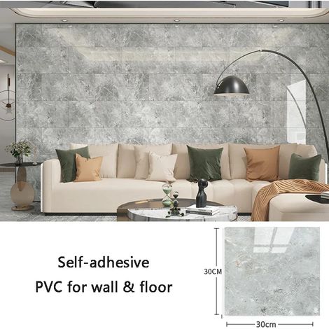 (Style 12, 10 pièces - 30x30cm) Stickers muraux en PVC, papier peint imitation carrelage céramique, imperméable, décoration de fond. (1/3)