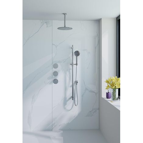 Fortifura Nebbio Ensemble de douche pluie - robinet encastré - élément encastré - barre de douche - flexible de douche lisse - douchette ronde - bras