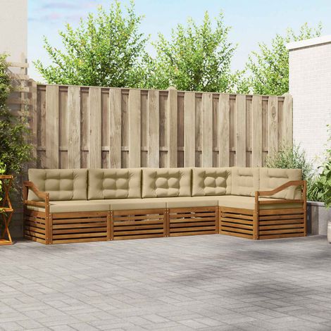 Outdoor-Sofagarnitur mit Kissen 5 pcs Natur und Beige