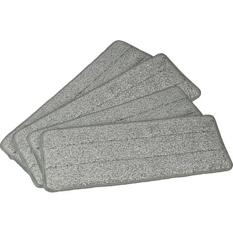 vhbw 4x testina pulente compatibile con Clean Maxx 09996 mocio, lavapavimenti - poliestere, grigio / bianco